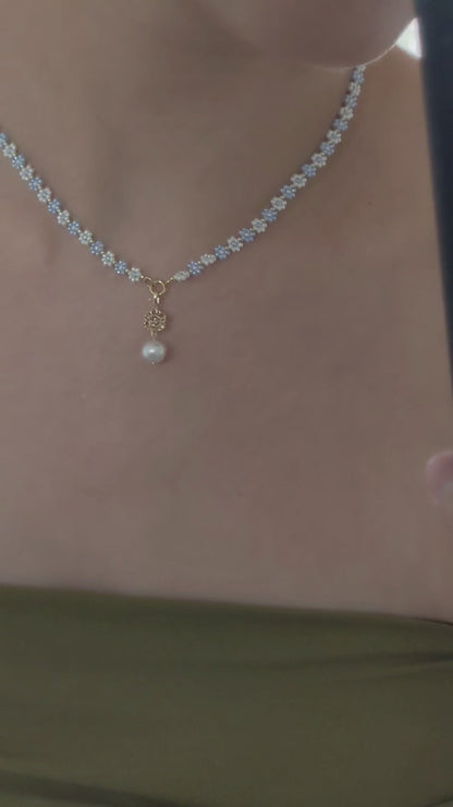 Peony Charm ∙ 14K Yellow Gold ∙ Vintage Pearl Drop